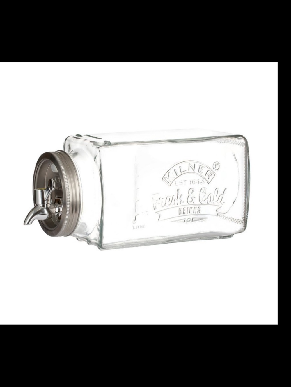 Kilner Glass Beverage Fridge Dispenser, 102oz Slim Drink Jar with Tap